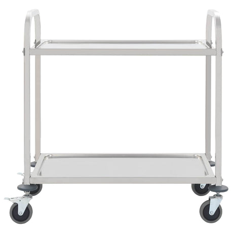 Vidaxl keukentrolley 2-laags 96,5x55x90 cm roestvrij staal
