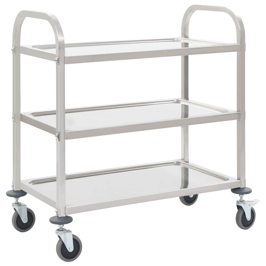 Vidaxl keukentrolley 3-laags 96,5x55x90 cm roestvrij staal