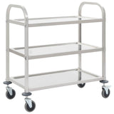 Vidaxl keukentrolley 3-laags 95x45x83,5 cm roestvrij staal
