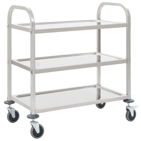 Vidaxl keukentrolley 3-laags 95x45x83,5 cm roestvrij staal
