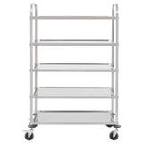Vidaxl keukentrolley 5-laags 107x55x147 cm roestvrij staal