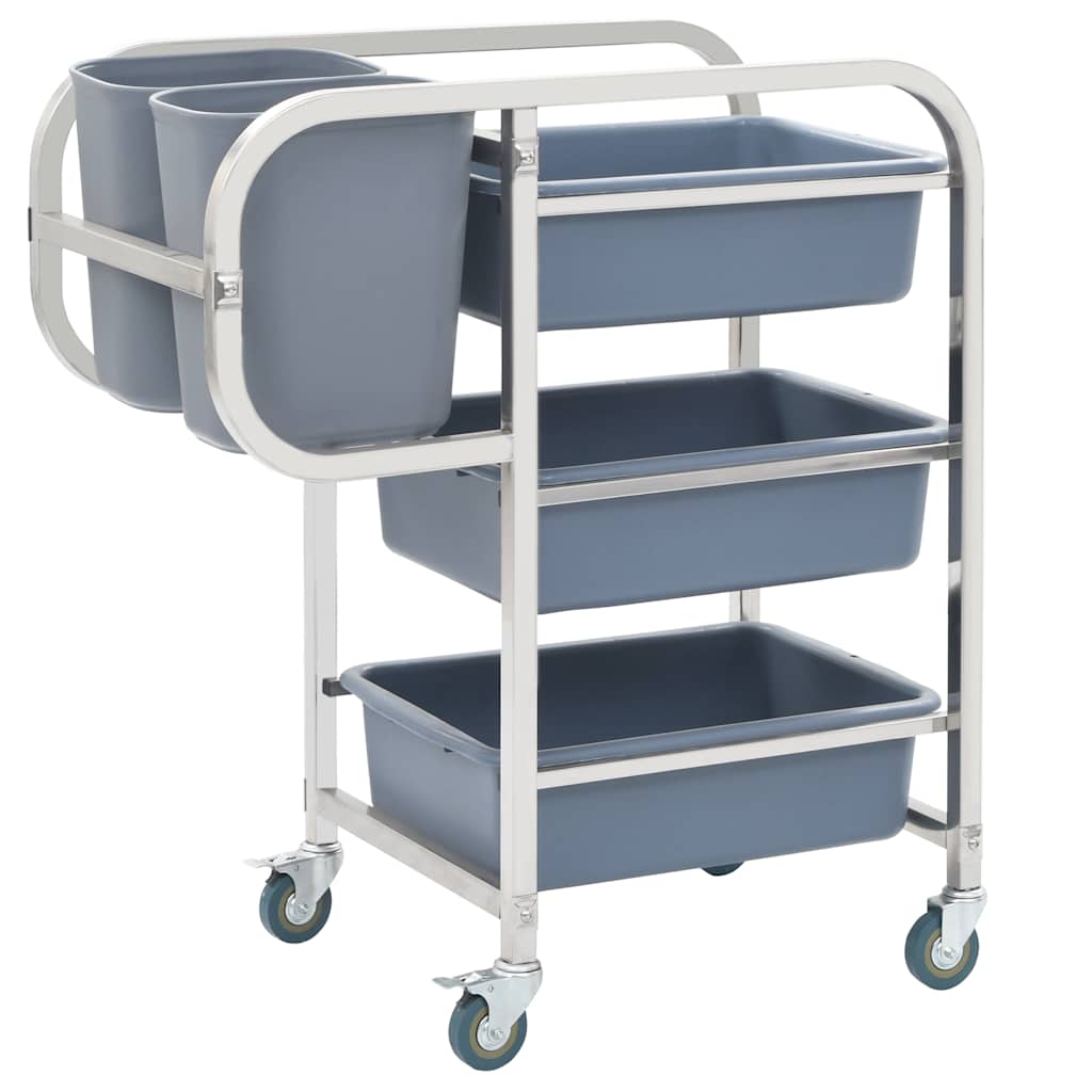 Vidaxl keukenwagen met kunststof containers 82x43,5x93 cm