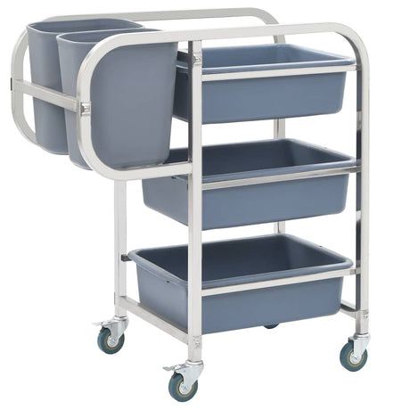 Vidaxl keukenwagen met kunststof containers 82x43,5x93 cm