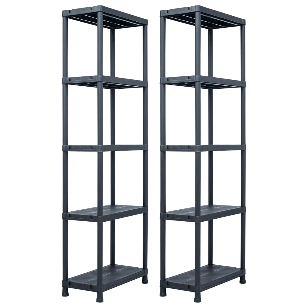 Rack di archiviazione Vidaxl 2 pezzi 125 kg 60x30x180 cm in plastica nera