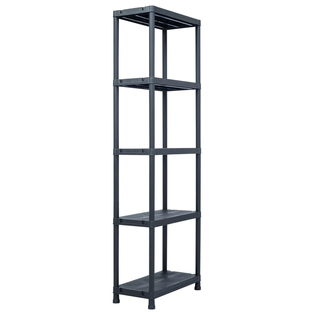 Rack di archiviazione Vidaxl 5 pezzi 125 kg 60x30x180 cm di plastica nero