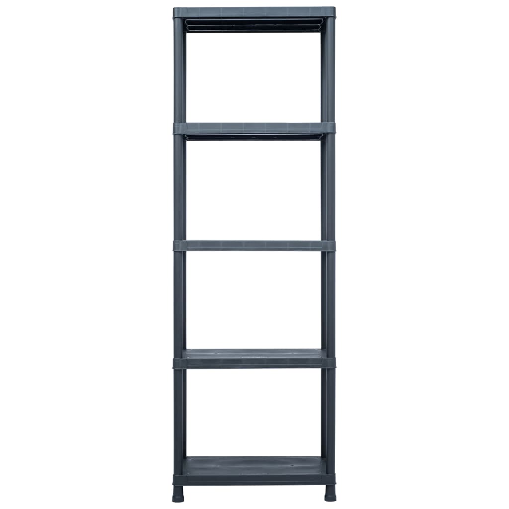 Rack di archiviazione Vidaxl 5 pezzi 125 kg 60x30x180 cm di plastica nero