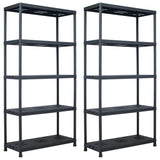 Rack di archiviazione Vidaxl 2 pezzi 260 kg 90x40x180 cm in plastica nera