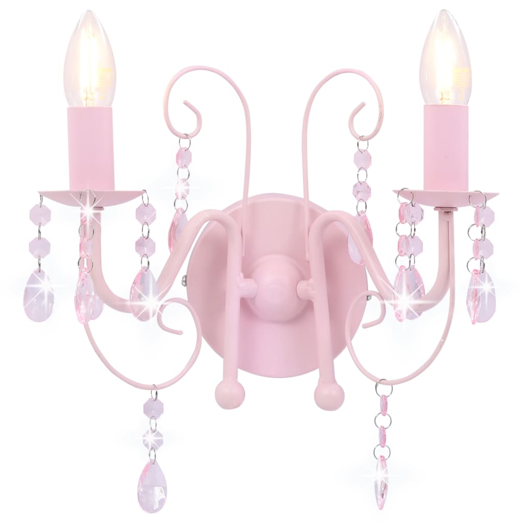 Vidaxl Wandlampe mit Perlen 2 x E14 Pink