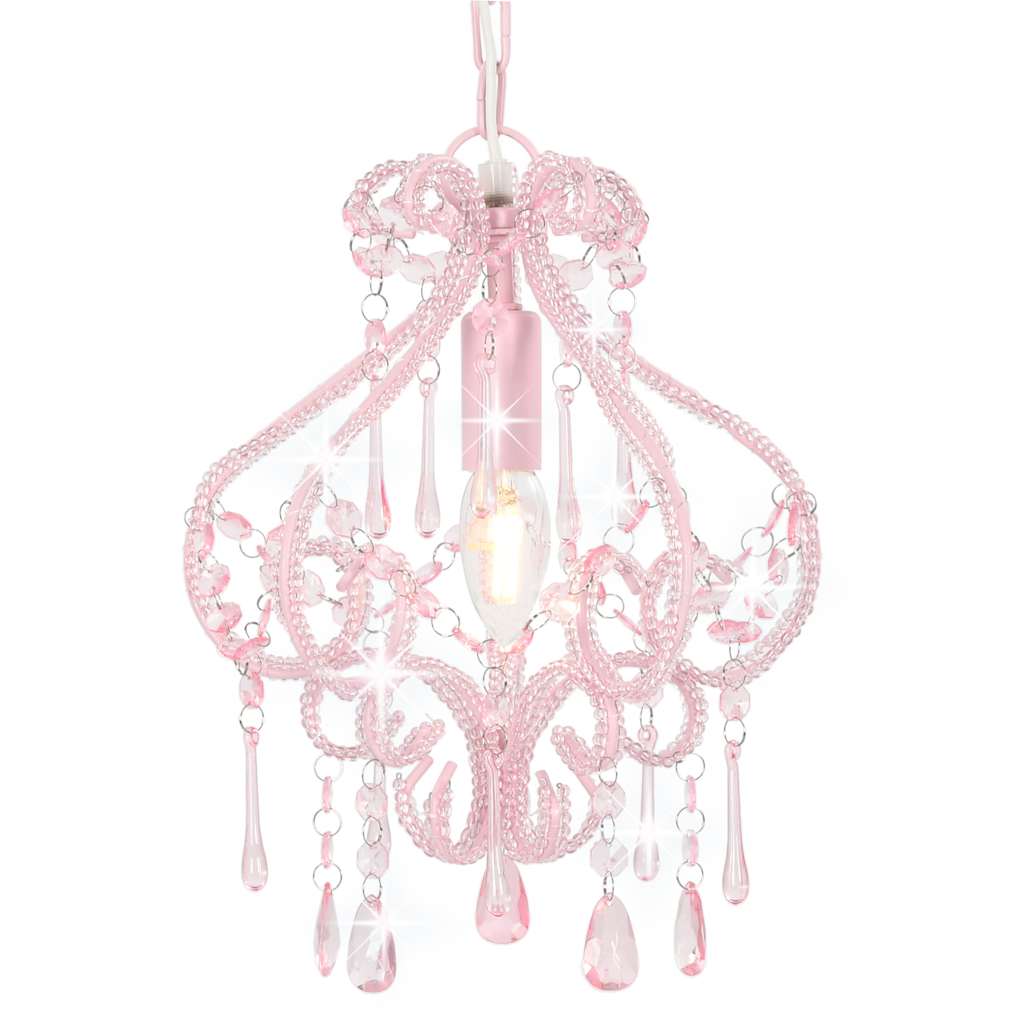 Vidaxl Deckenlampe mit Perlen um E14 Pink