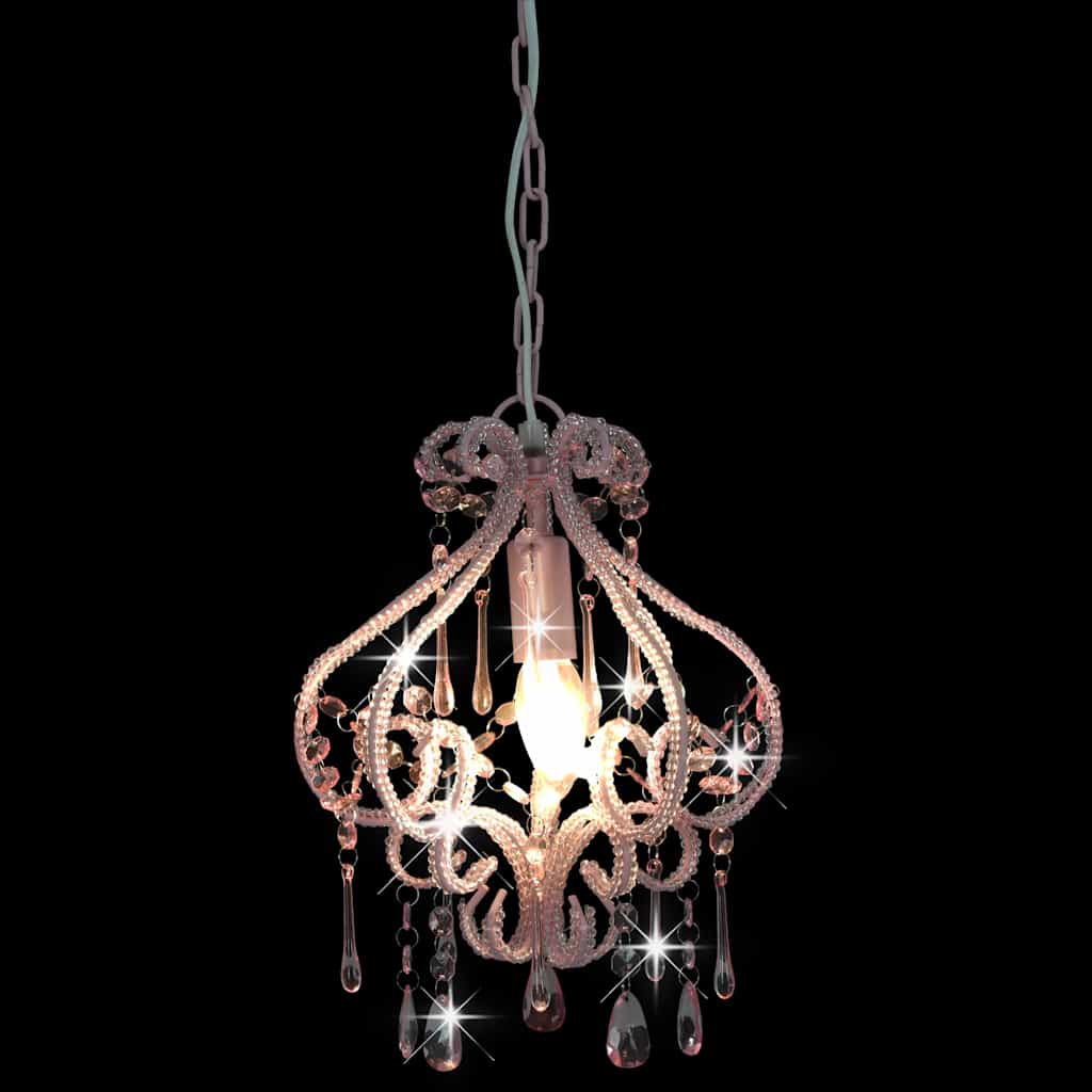 Vidaxl Deckenlampe mit Perlen um E14 Pink