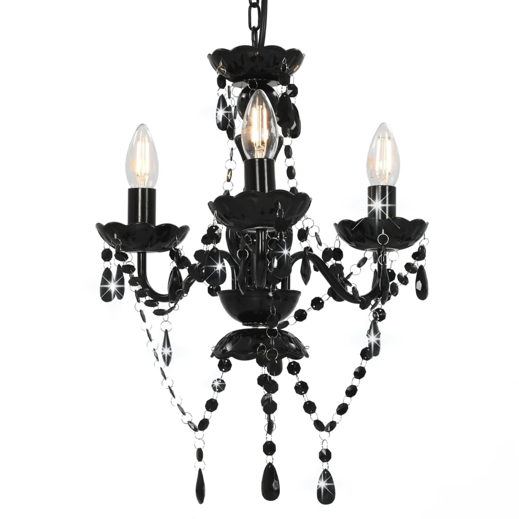 Vidaxl Chandelier with beads around 3xe14 black