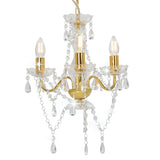 Vidaxl Chandelier with beads around 3xe14 gold colored