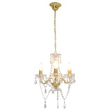 Vidaxl Chandelier with beads around 3xe14 gold colored