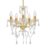 Vidaxl Chandelier with crystal beads around 5xe14 gold colored