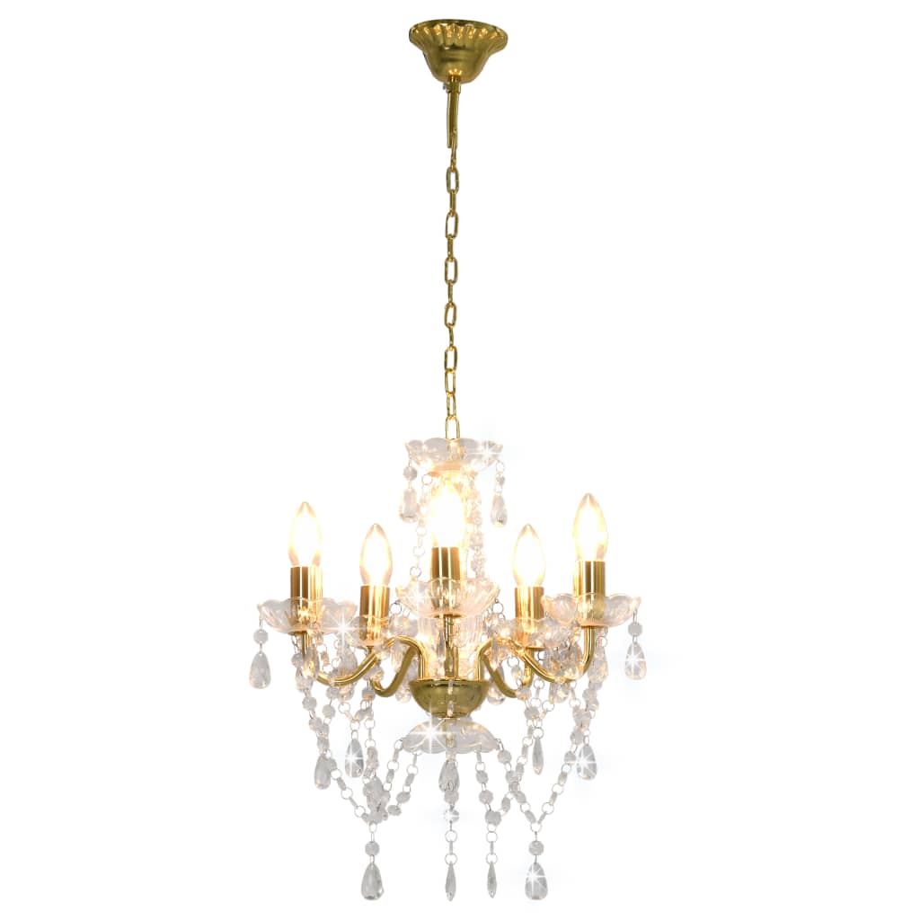 Vidaxl Chandelier with crystal beads around 5xe14 gold colored