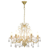 Vidaxl Chandelier with crystal beads around 6xe14 gold colored