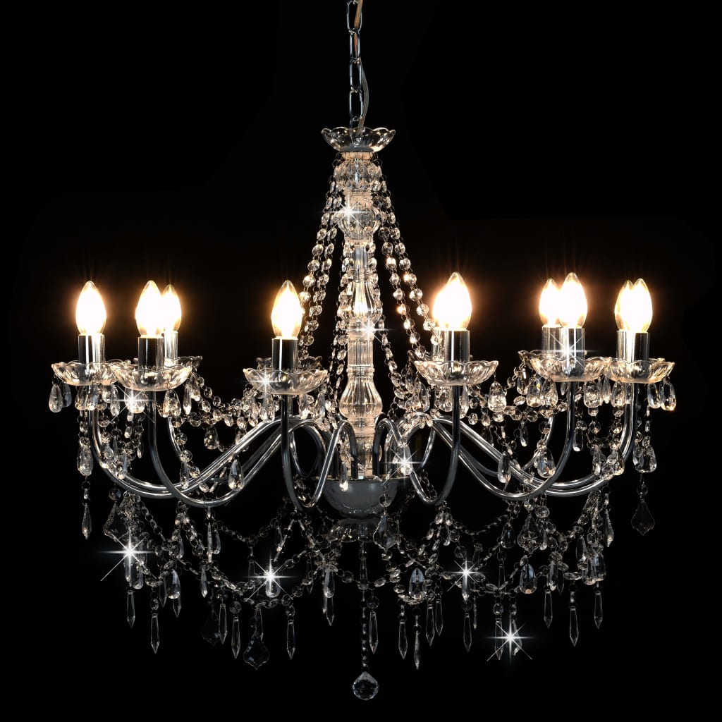 Chandelier Vidaxl avec perles 12xe14 Couleurs en argent