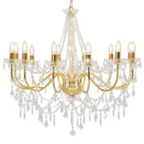 Vidaxl Chandelier with beads 12xe14 gold colored