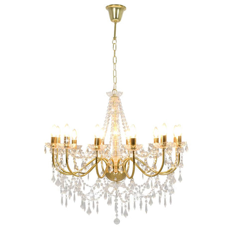 Vidaxl -Kronleuchter mit Perlen 12xe14 Goldfarbe
