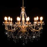 Vidaxl Chandelier with beads 12xe14 gold colored