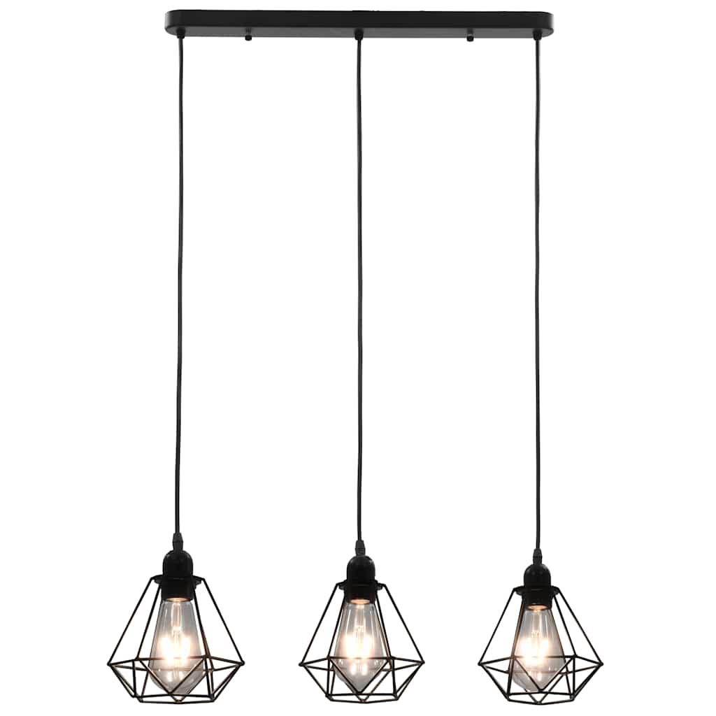 VIDAXL -Deckenlampe mit diamant -verdrängten 3xe27 Schwarz