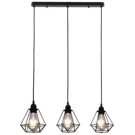 VIDAXL -Deckenlampe mit diamant -verdrängten 3xe27 Schwarz