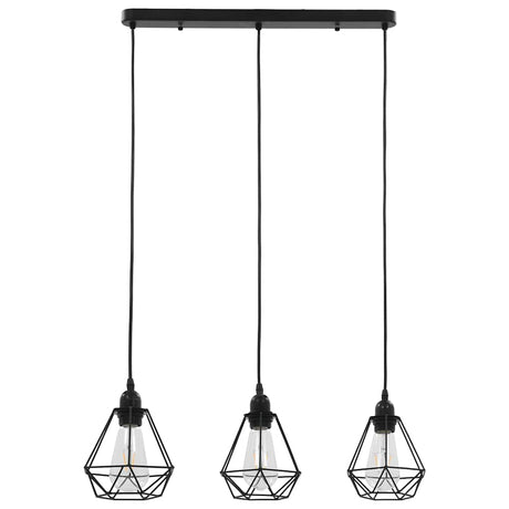 VIDAXL -Deckenlampe mit diamant -verdrängten 3xe27 Schwarz