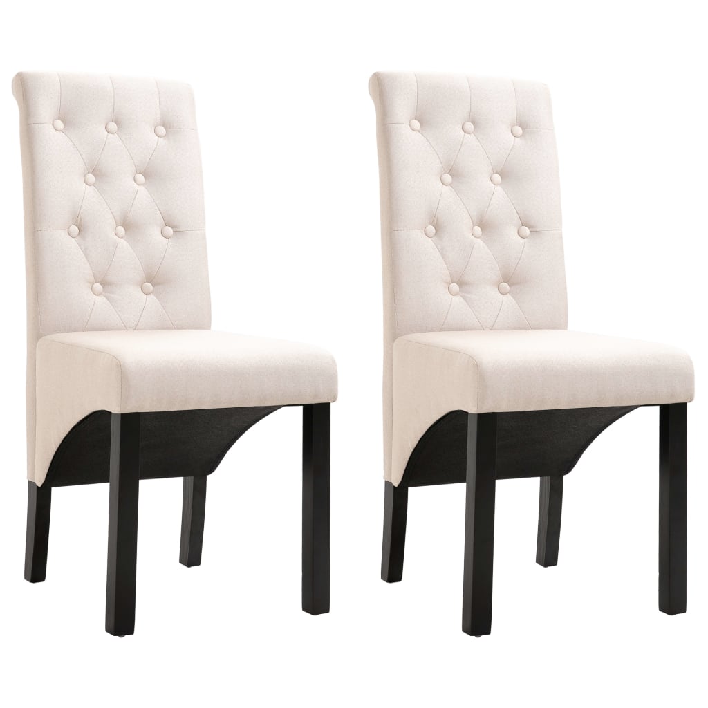 Vidaxl eetkamerstoelen 2 st stof crèmekleurig