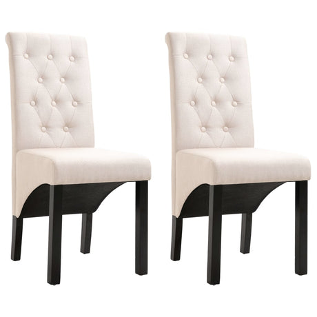Vidaxl eetkamerstoelen 2 st stof crèmekleurig