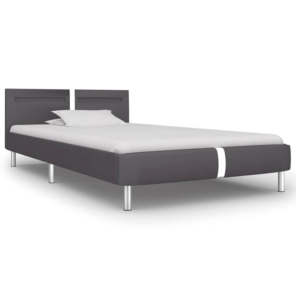 Vidaxl bedframe met led kunstleer grijs 90x200 cm