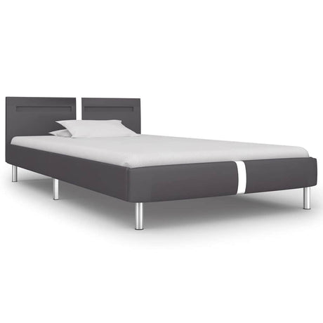 Vidaxl bedframe met led kunstleer grijs 90x200 cm
