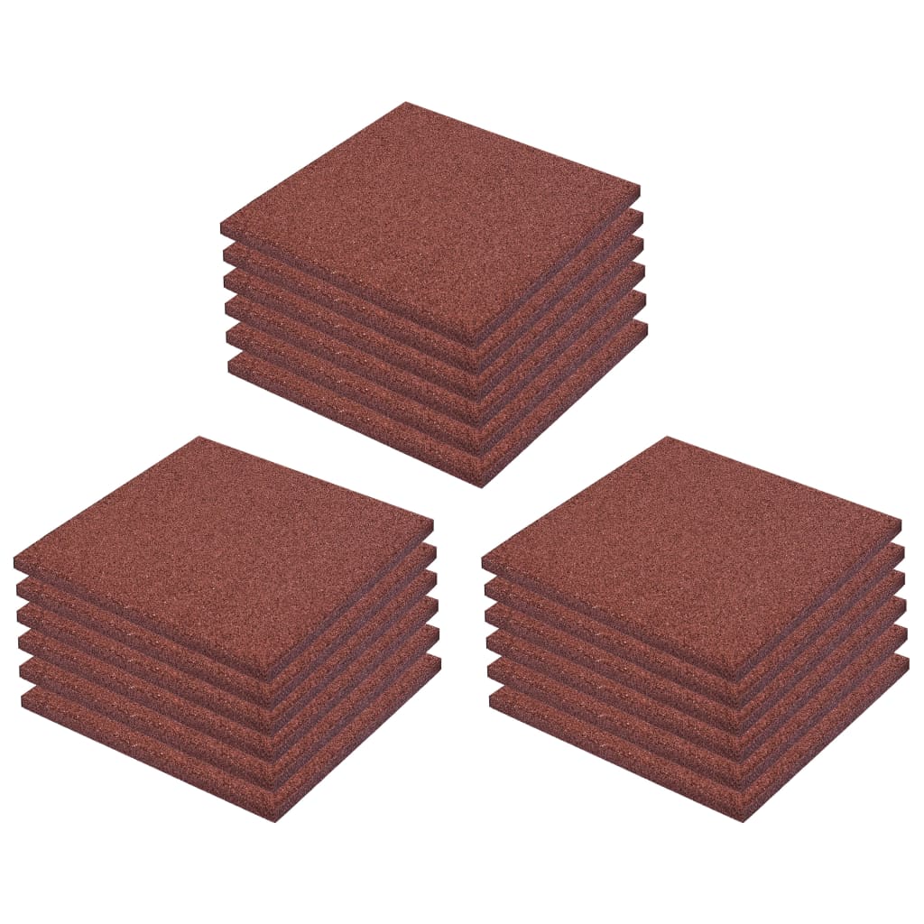 Carreaux de valt vidaxl 18 ST 50x50x3 cm rouge en caoutchouc