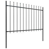 Vidaxl Garden Fence With Spears Top 1,8 M stål svart