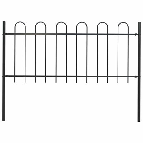 Vidaxl Gartenzaun mit runden Top 1,8 m Stahlschwarz