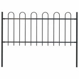 Vidaxl garden fence with round top 1.8 m steel black