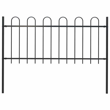 Vidaxl Gartenzaun mit runden Top 1,8 m Stahlschwarz