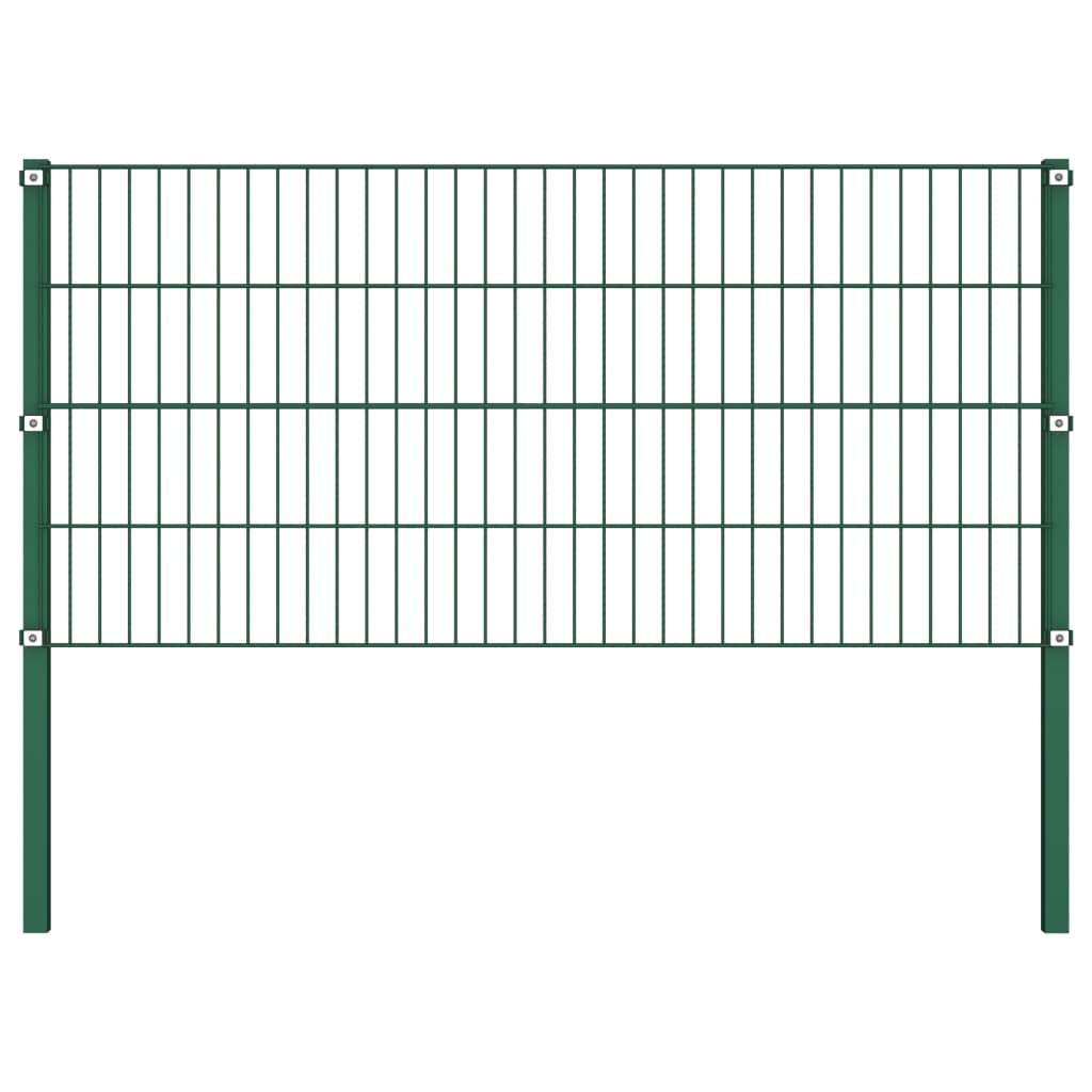 Vidaxl fence panel with posts 1.7x0.8 m iron green