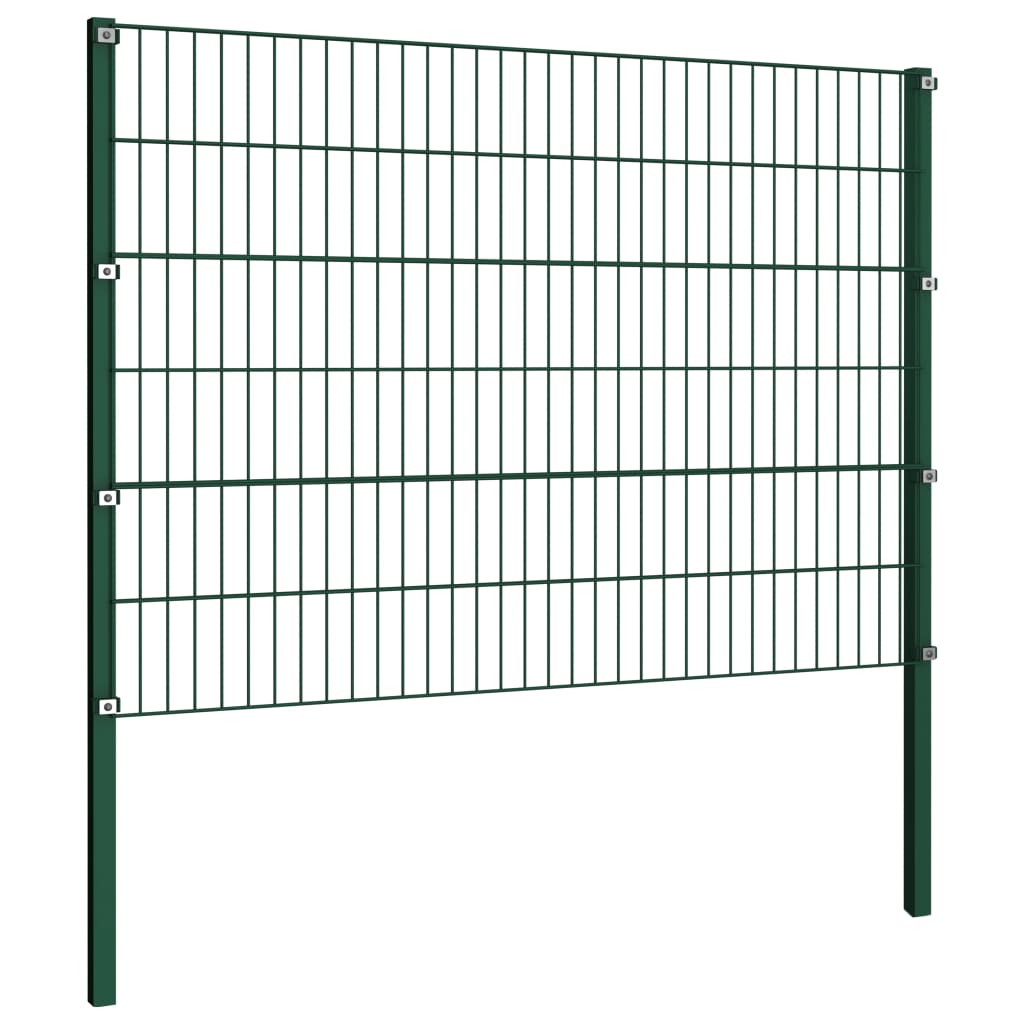 Vidaxl fence panel with posts 1.7x1.2 m iron green