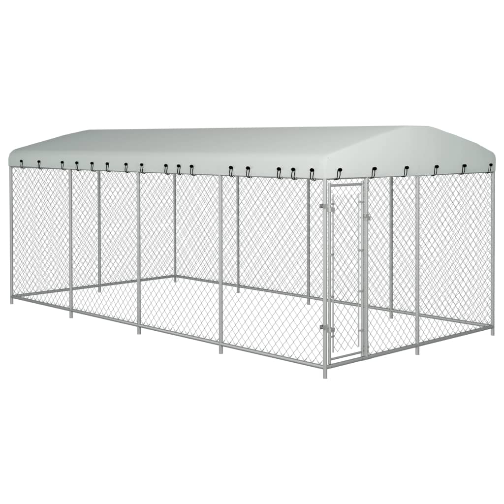 Vidaxl Dog Kennel for Outside with Roof 7.6x3.8x2.3 m