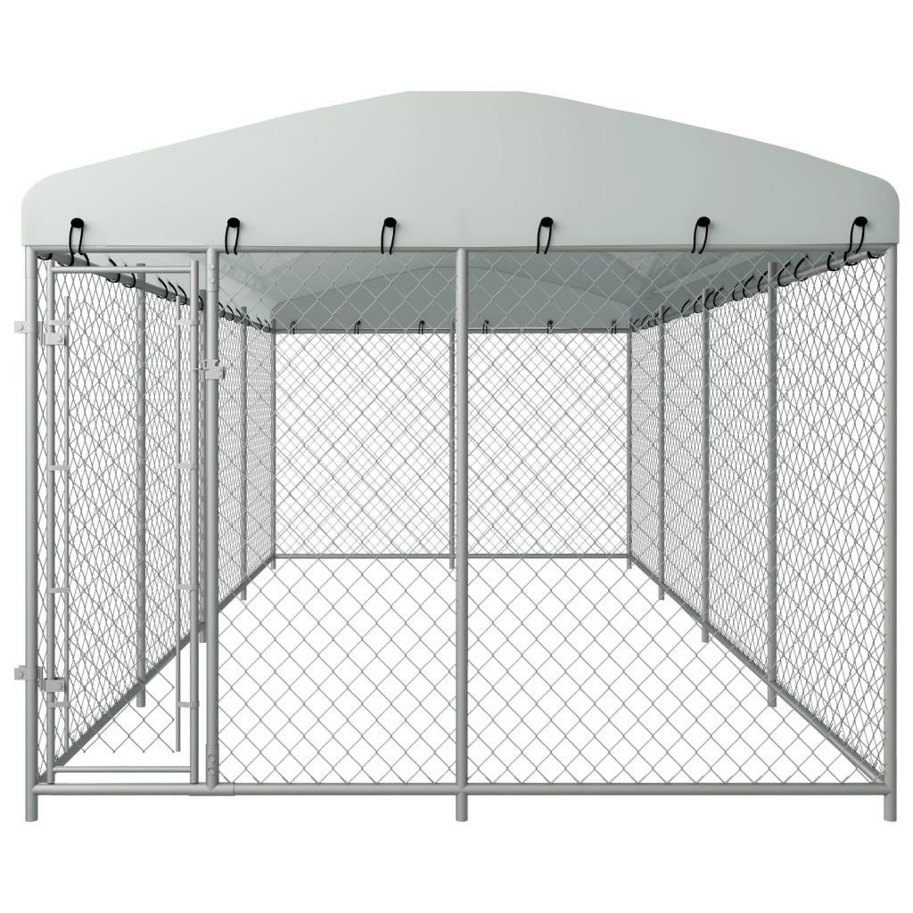 VidaXL dog kennel for outside with roof 7.6x3.8x2.3 m