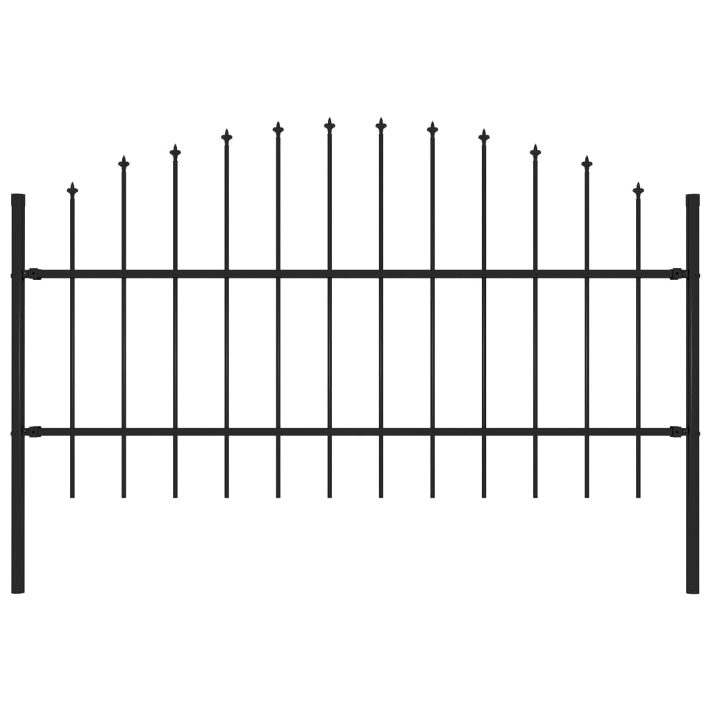 VidaXL Tuinhek met speren bovenkant (0,75-1)x1,7 m staal zwart