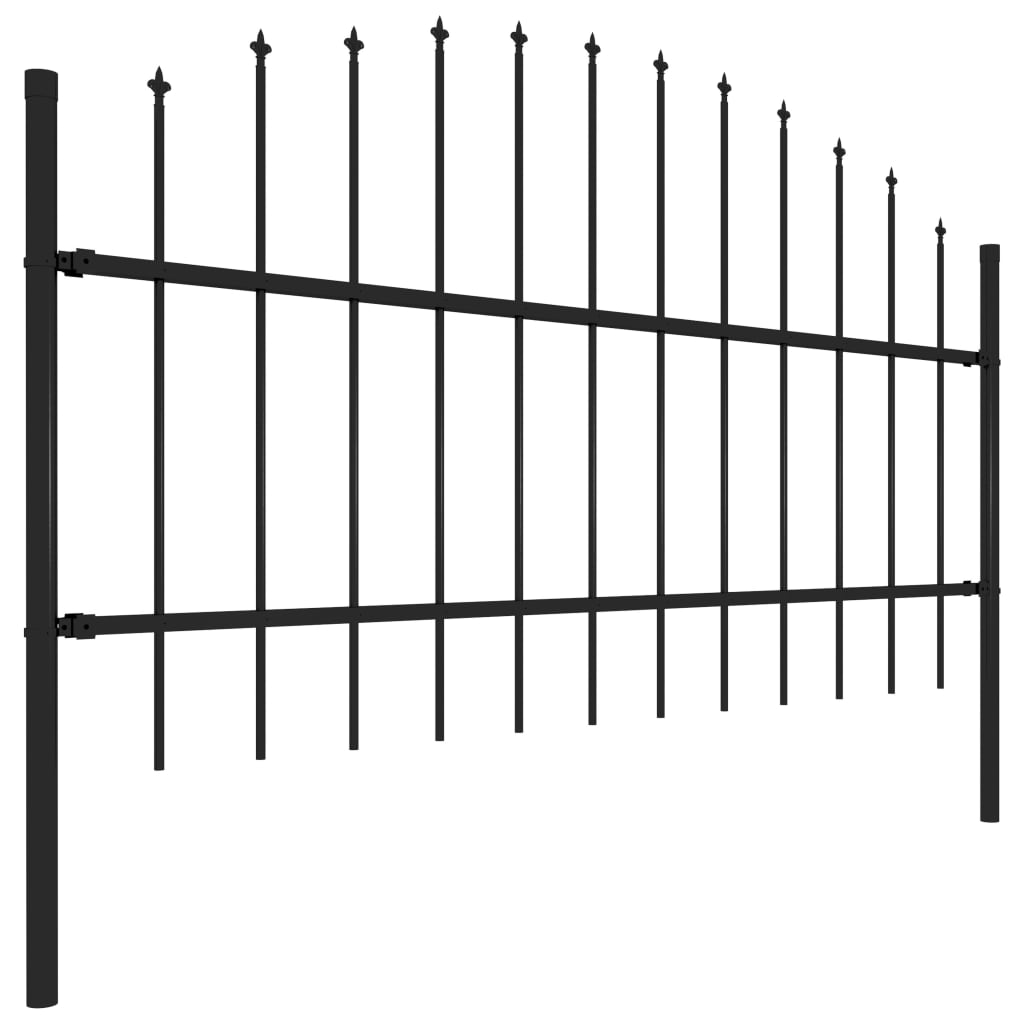 VidaXL Tuinhek met speren bovenkant (0,75-1)x1,7 m staal zwart