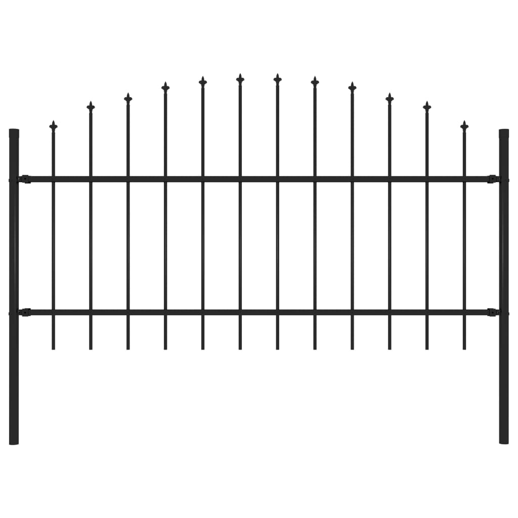 Vidaxl Garden Fence con Spears Top (1-1,25) x1,7 m in acciaio nero