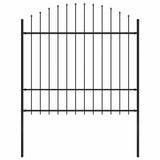 Vidaxl Gartenzaun mit Speerentop (1,5-1,75) x1,7 M Stahlschwarz