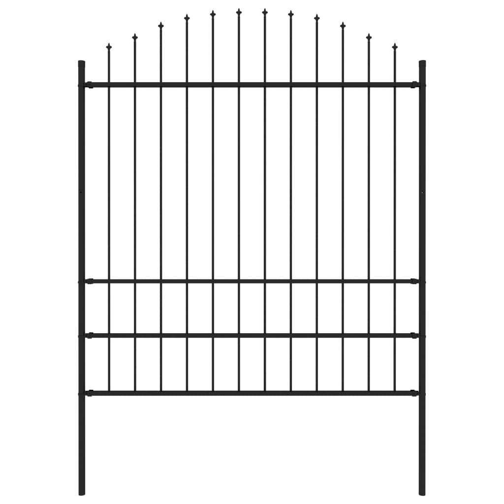 Vidaxl Garden Fence With Spears Top (1,75-2) x1,7 m stål svart