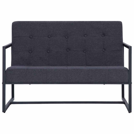 Vidaxl tweezitsbank met armleuningen staal en stof donkergrijs