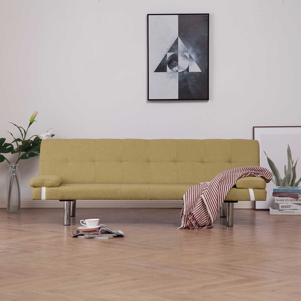 Vidaxl slaapbank met twee kussens polyester groen