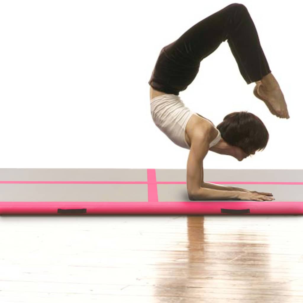 BIDAXL Gymnastics Mat med pump Uppblåsbar 300x100x10 cm PVC Pink