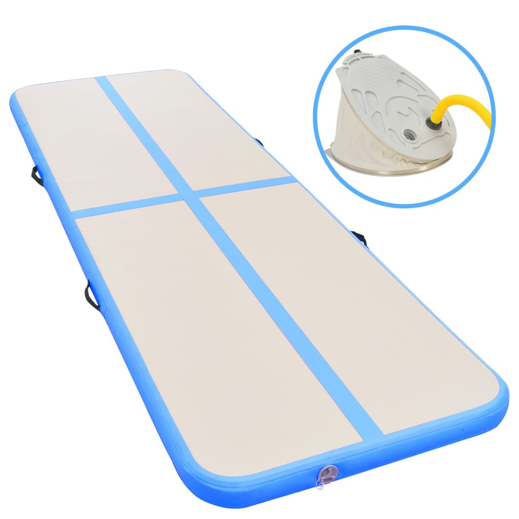 Mat de gymnastique Vidaxl avec pompe gonflable 400x100x10 cm PVC bleu