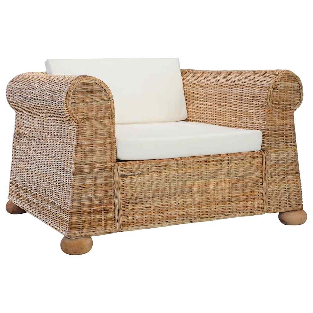 Vidaxl fauteuil met kussens natuurlijk rattan